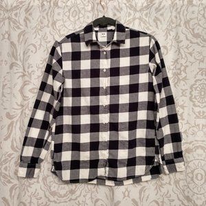 XS Navy Blue Uniqlo Gingham Flannel Button Down